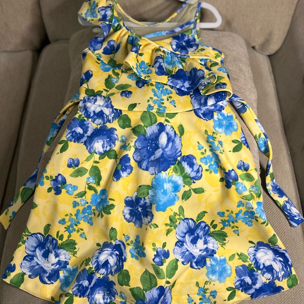 Bonnie Jean Yellow Dress with Blue Accents